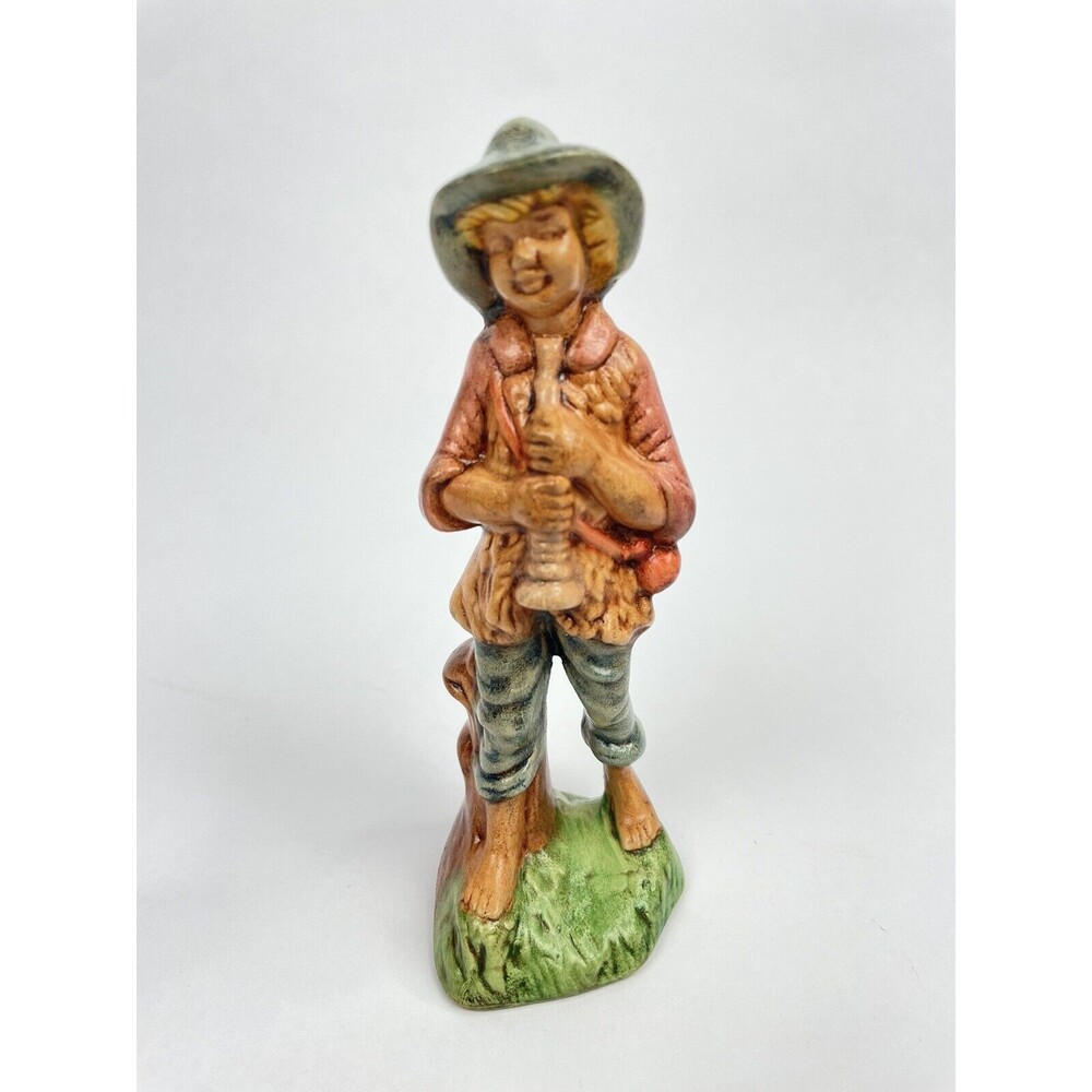 Nativity Piece Flute Pauper Boy 6”Ceramic Atlantic Mold Painted